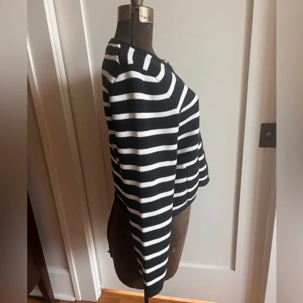 Striped Cotton Sweater Lady Jacket by J.Crew - Picture 1 of 6